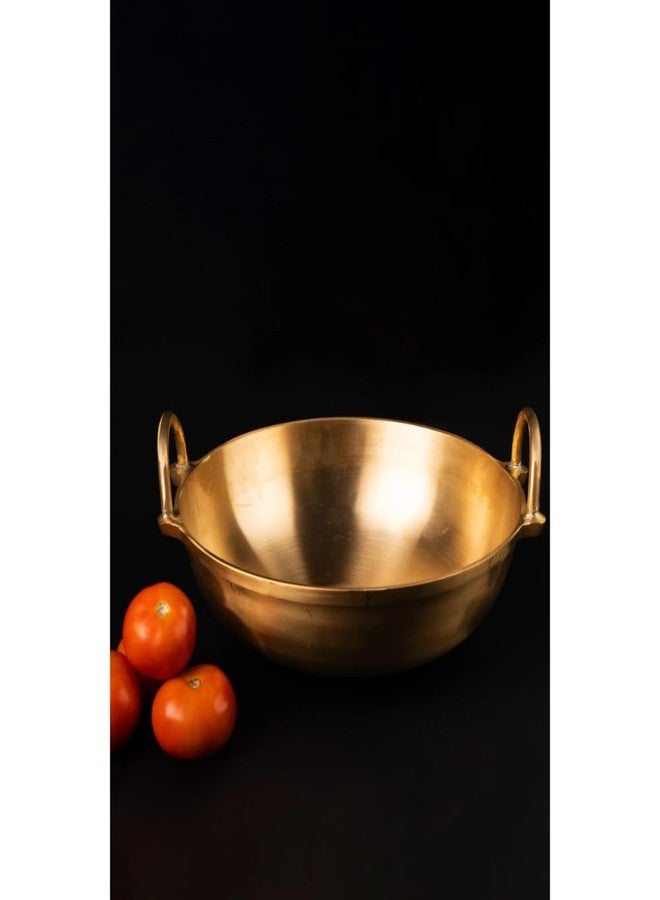 80's Cookware مقلاة كاداي برونزية تقليدية من الثمانينيات، سعة 3 لترات، مصنوعة من البرونز/كانسا، ذات خصائص غذائية عالية/غير سامة - 10 بوصات - Image 2